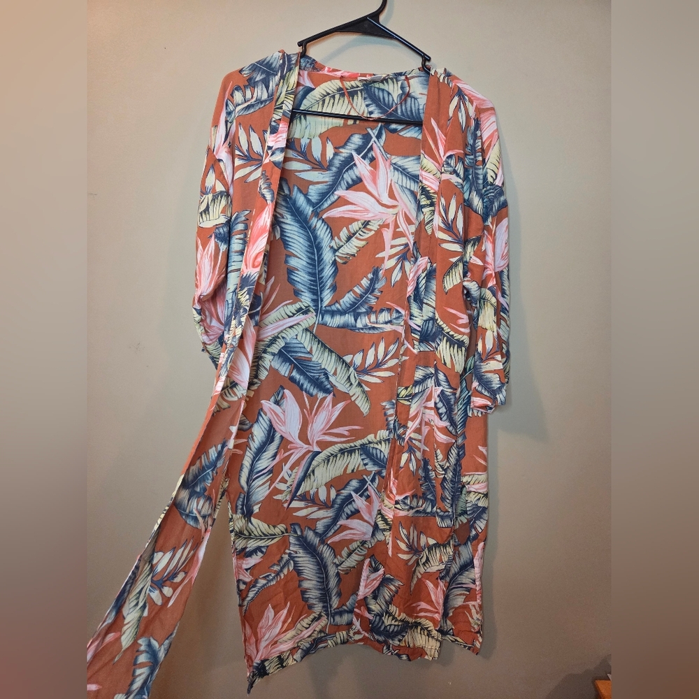 LOFT Tropical Print Duster Kimono Size Small EUC - Picture 4 of 10